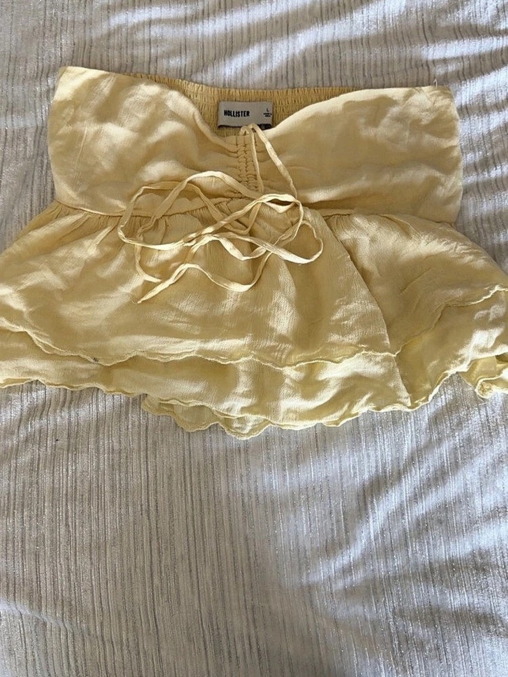 Hollister Smocked Tiered Ruffle 
 Yellow Mini top